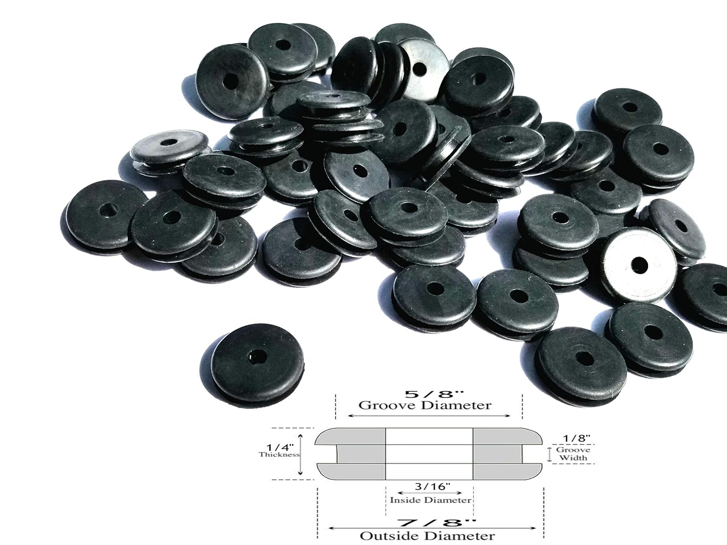 Fits 7/8 Panel Hole 5/16 Thick 50 Rubber Grommets 5/8 Inside Diameter