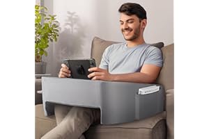 CoziBB Reading Pillow for Gaming, Lap Desk Gaming Pillow with Side Pockets for Adult, 9.8° Slope, Ergonomic Arm Rest Pillow for Reading, Gaming, Working & Relaxing in Bed Couch Floor Sofa Car