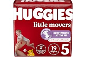 Huggies Size 5 Diapers, Little Movers Baby Diapers, Size 5 (27+ lbs), 19 Count