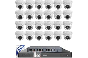ONWOTE 12MP NVR 32 Channel Security Camera System PoE, Face Recognition & AcuSearch, 24x 5MP 30FPS Outdoor Audio PoE IP Cameras，32CH 6K 4K Commercial NVR 8TB, 4 HDD Ports Support 40TB, Business CCTV