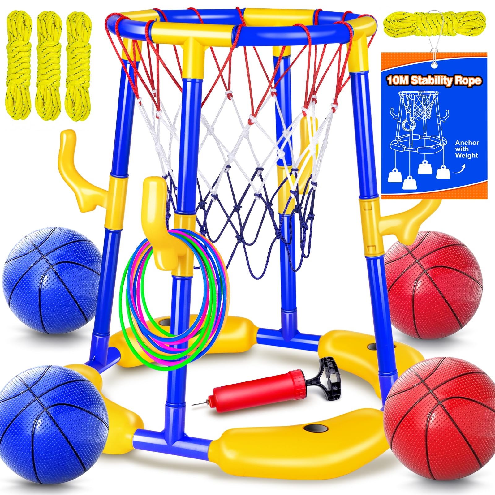 Doviden Pool Basketball Hoop Floating, Anti-Drift&Anti-Tip, Swimming Pool Toys Basketball Games for Teens/Adults/Kids with 4 Inflatable Balls&Pump,Outdoor,Indoor,Garden,Beach&Paddling Pool toys