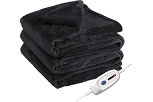 Eydna Electric Heated Blanket Full Size 72"x84", Soft Large Big Oversized Warm, 4 Heating Levels & 10 Hours Auto Off, Cozy for Bed, Sofa & Office, Machine Washable, Black