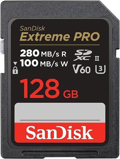 SanDisk 128GB Extreme PRO SDXC Card UHS-II V60 U3 280MB/s 6K/4K