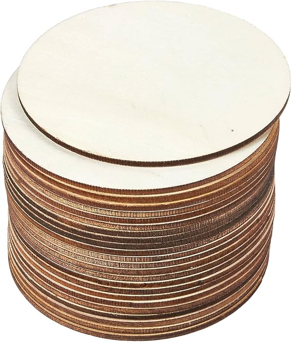 Unfinished Wood Circle 24Pack Round Natural Rustic Wooden Cutout for Home Decoration, DIY