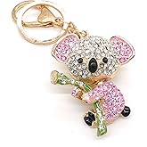 Cooplay Cute Lovely Koala Bear Animal Crystal Rhinestone Gold Crystal Keychain Charm Pendent Beautiful Accessories the Best Gift for Girl Women Purse Handbag Bag Keyrings (Pink)