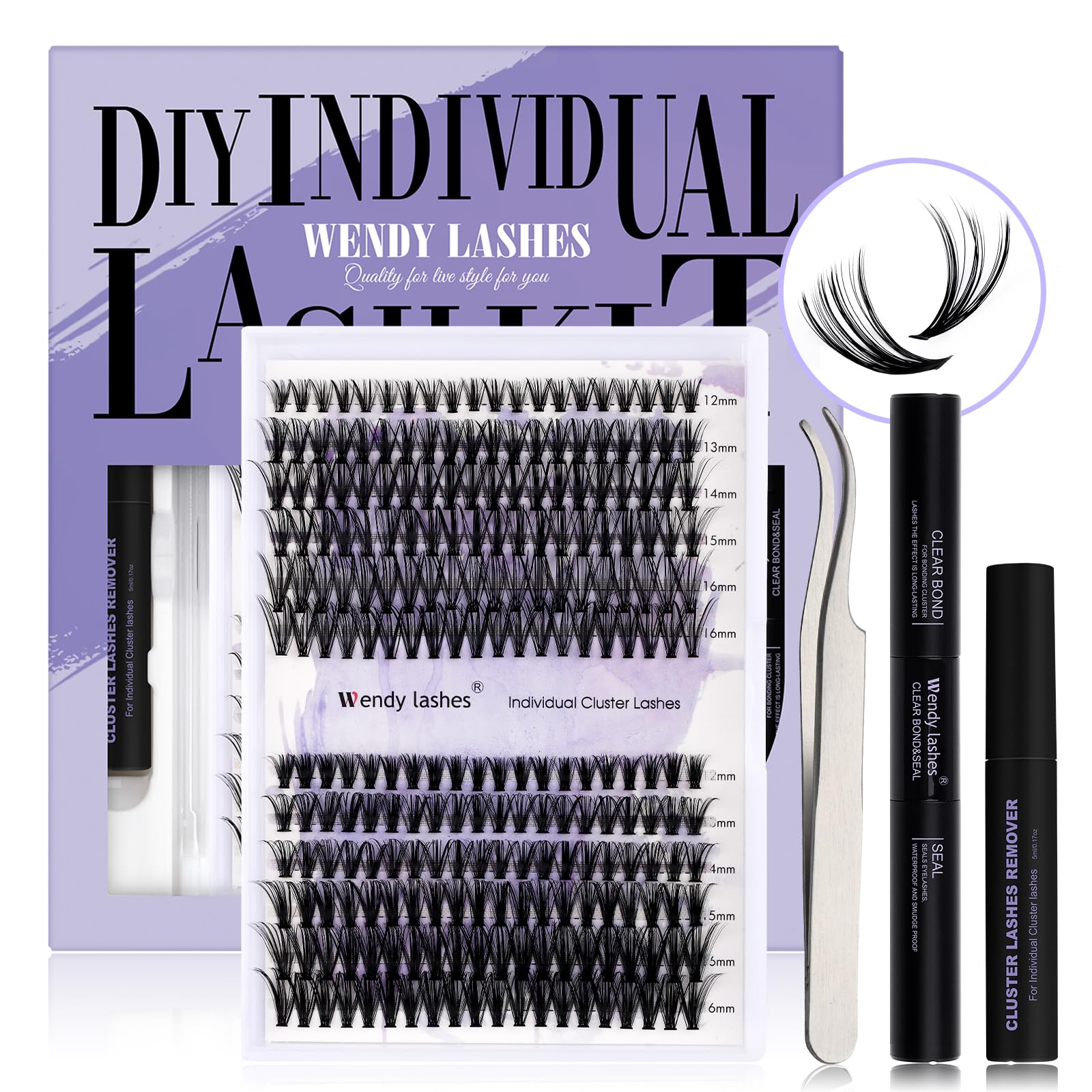 Individual Lashes Kit D Curl Clusters Lashes Kit 0.07mm 30D+40D 12-16mm Mix DIY Lash Extensions Kit Soft and Wispy Cluster Eyelash Extensions Set(30D+40D-D-Individual Lash Kit) — image 1
