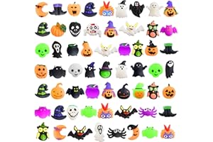 HOLYDECK 60 Pcs Halloween Mochi Squishy Toys,Mini Cute Squeeze Toy Stress Reliever Anxiety Packs for Kid (Halloween) (Halloween)