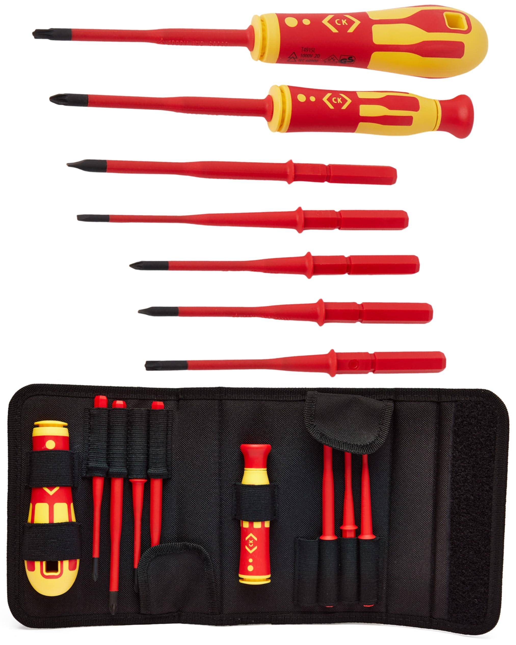 C.K T4925 VDE/1000V Interchangeable Screwdriver Set with Slim Blades