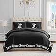 Juicy Couture - Comforter Set - Gothic Design Bedding - Full/Queen - 3 Piece Set Includes (1) 90" x 92" Comforter and (2) 20" x 26" Shams - Wrinkle Resistant - Premium Bedroom Decor - Black