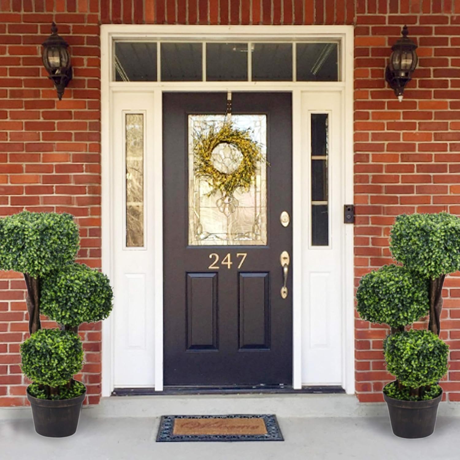 Artificial Square Shape Boxwood Topiary Tree Fake Plant for Home Indoor and Outdoor Decoration (Type 1) (Shape 1) -