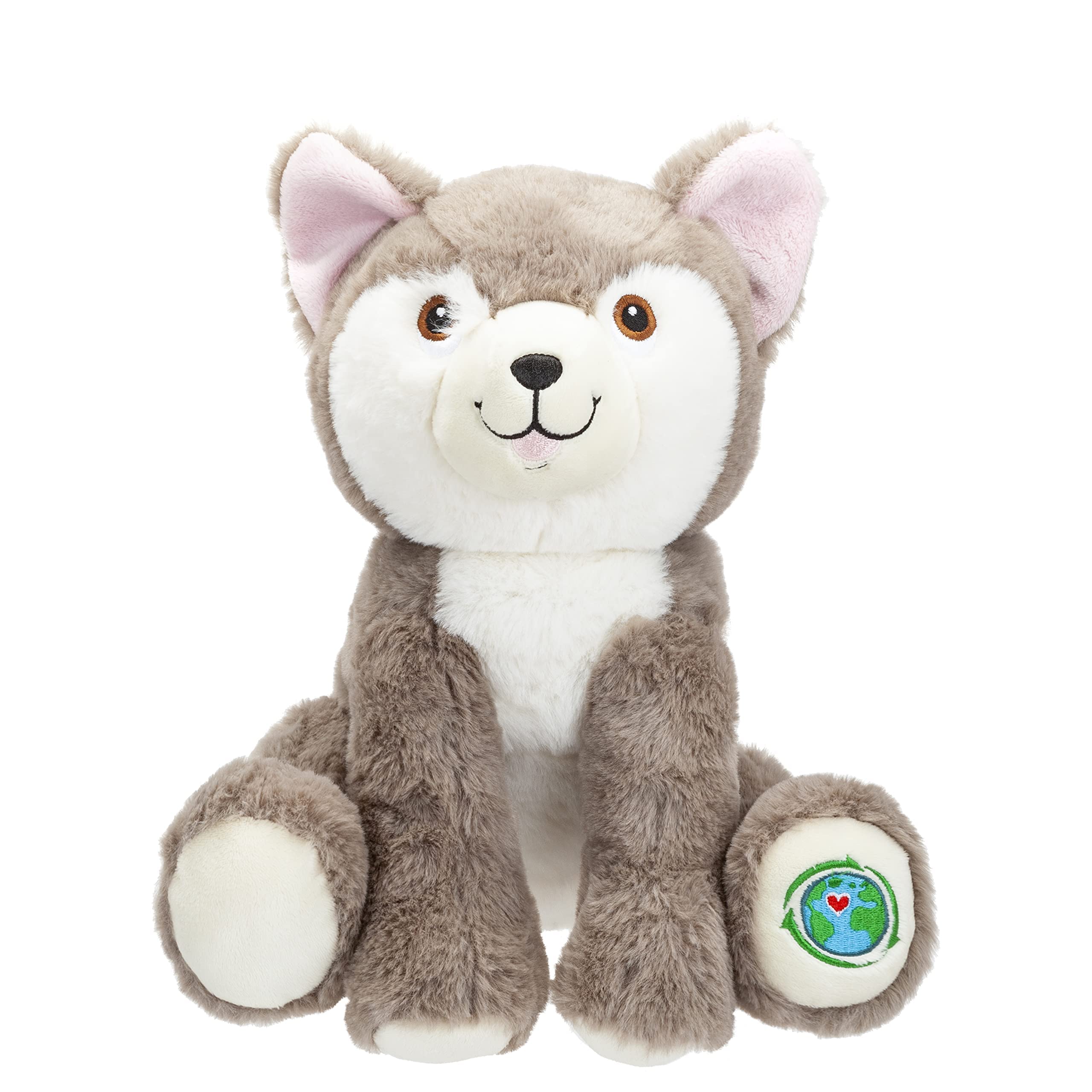 PMS VFM - Husky Dog Soft Toy 23cm Eco Friendly Toy - Super Soft Cuddly Grey & White Fluffy Plush With Embroidered Details Made From 100% Recycled Material - Your Planet