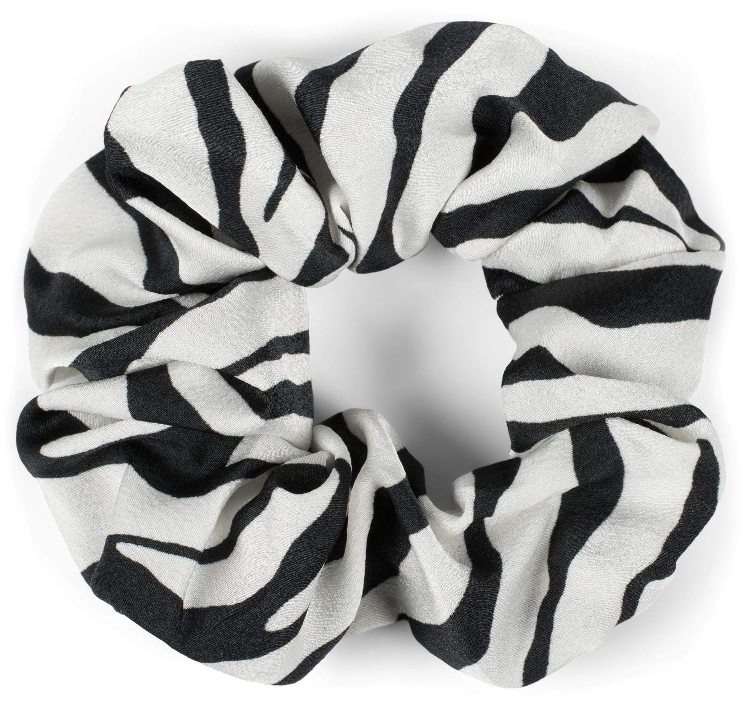 styleBREAKER Ladies XXL hair tie with zebra pattern in animal print style, elastic, scrunchie, plait elastic, hair band 04027018, color:Black-White