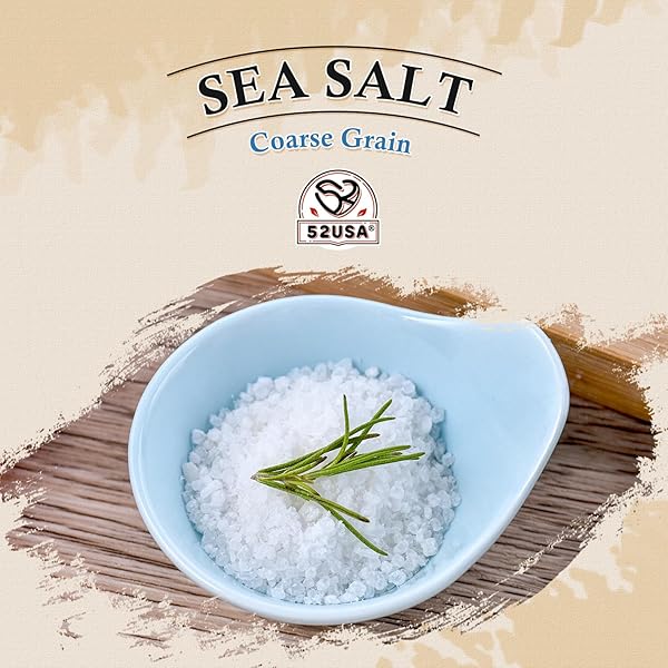 52USA SEA SALT, 2LB – 32OZ (1 PACK), COARSE GRAIN, SALT GRINDER REFILL, PERFECT COARSE SEA SALT FOR COOKING, ALL NATURAL SEA SALT