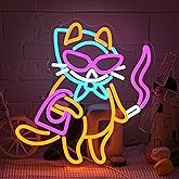 Cat Neon Sign for Wall Decor, Cool Cat Neon Light Wall Art with Dimmable Switch,USB Powered Cool Lady LED Light Up Sign Neon for bedroom,Bar, Living Room,Pet Shop Decor