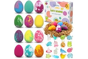 LISOTERA Easter Egg Bath Bombs for Kids with Toys Surprise Inside, Kids Bath Bombs Gift for Birthday Christmas, 12Pcs Children Bubble Bath Fizz Dino Egg Gift Set for Girls and Boys Easter Basket Stuffers