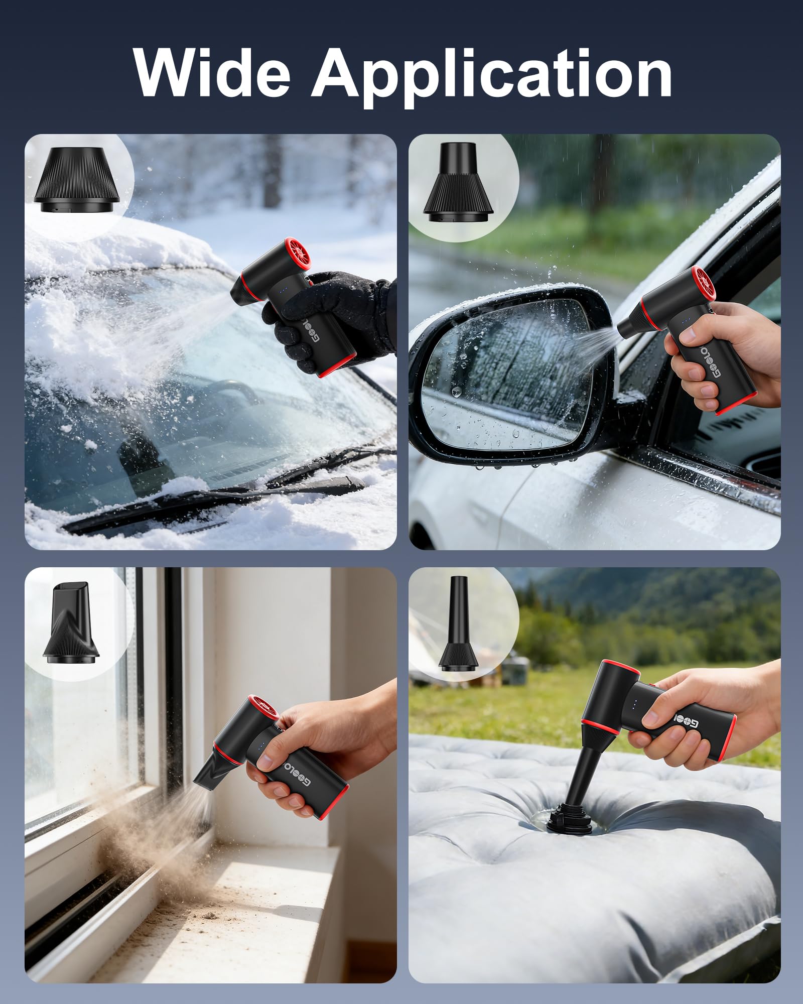 GOOLOO F3 Compressed Air Duster, 150000RPM Duster for Cleaning, 3-Gear Rechargeable Electric Air Blower with Fast Charging, Cordless Mini Blower for PC, Computer, Car, Keyboard, Outdoor