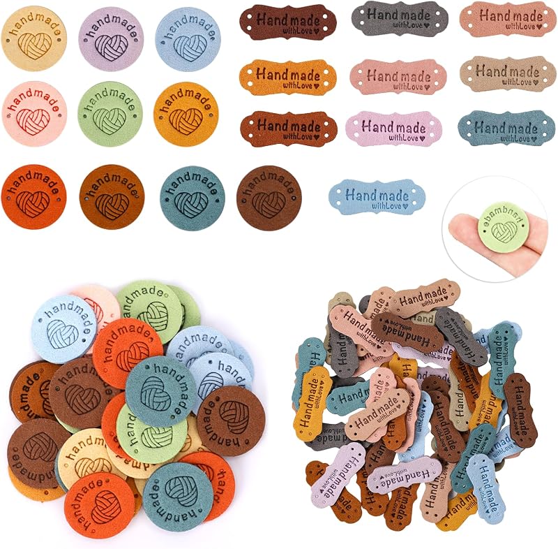 Mozeat Lens 80Pcs Handmade PU Leather Labels for Crafts & DIY Projects