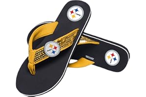 FOCO Womens NFL Team Logo Sequin Strap Sandals Flip Flops