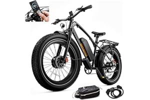 Skeri 750W/2000W Dual Motor Electric Bike for Adults, 28/38MPH, 48V 15.6/20.5AH Battery, 26"x4" Fat Tire All-Terrain E-Bike, 45-80 Miles Range, Shimano 7-Speed, Front Suspension, Rear Rack & Fenders