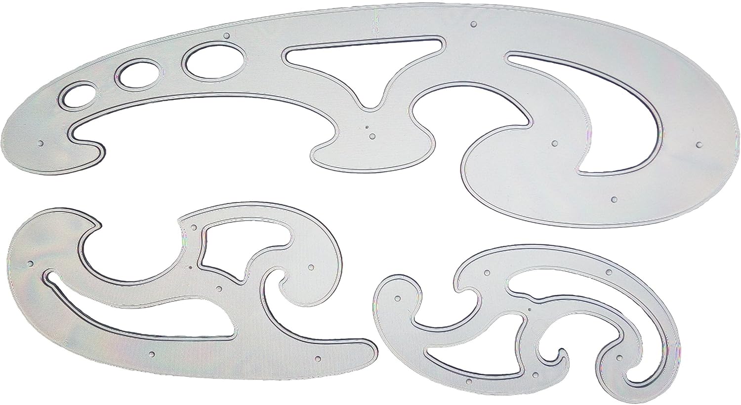 PARTH IMPEX French Curve Set of 3 Clear Plastic Inking Edges Drafting Drawing Ellipse Template French Curve Ruler (Pack of 3 Shape) : Office Products