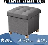BRIAN & DANY Folding Ottoman Storage Box with Wood Legs Gray 38 cm view 3