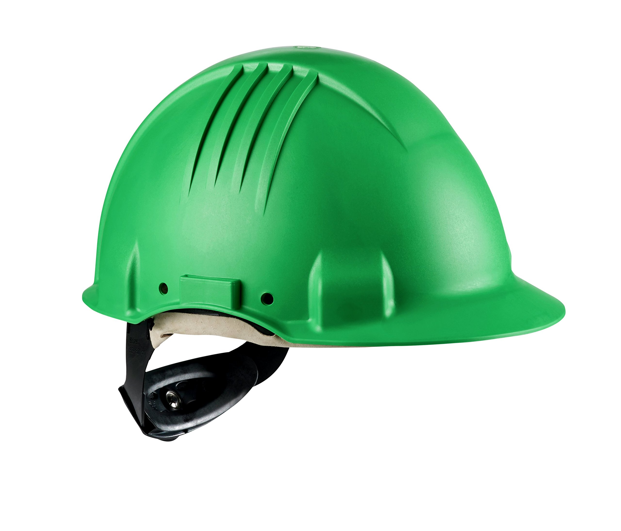 3M G3501MG High Heat Helmet, Ratchet, Dielectric Leather Sweatband, 440V, 53 cm-62 cm, Green