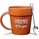 VELENTI Gardener Coffee Mug Gift - Funny Plant Pot Mug with Shovel Spoon - Cool Coffee Mugs for Men, Women - Mug for Gardeners, Dad Birthday Gifts, Cute Mom Christmas Gifts (Gardener Coffee Mug)