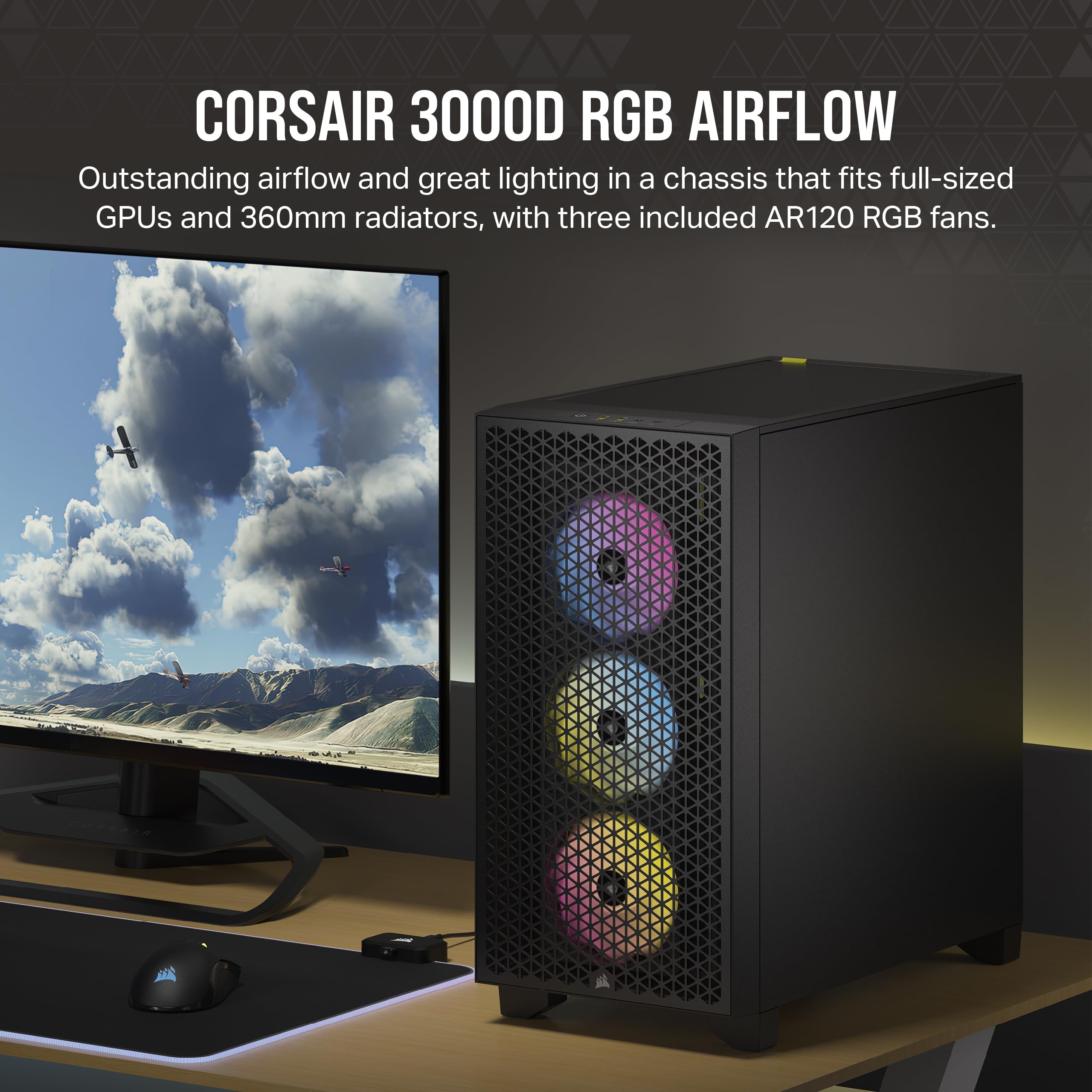 Corsair 3000D Rgb Airflow Case - Interior Layout Showing Fan Mounting Positions