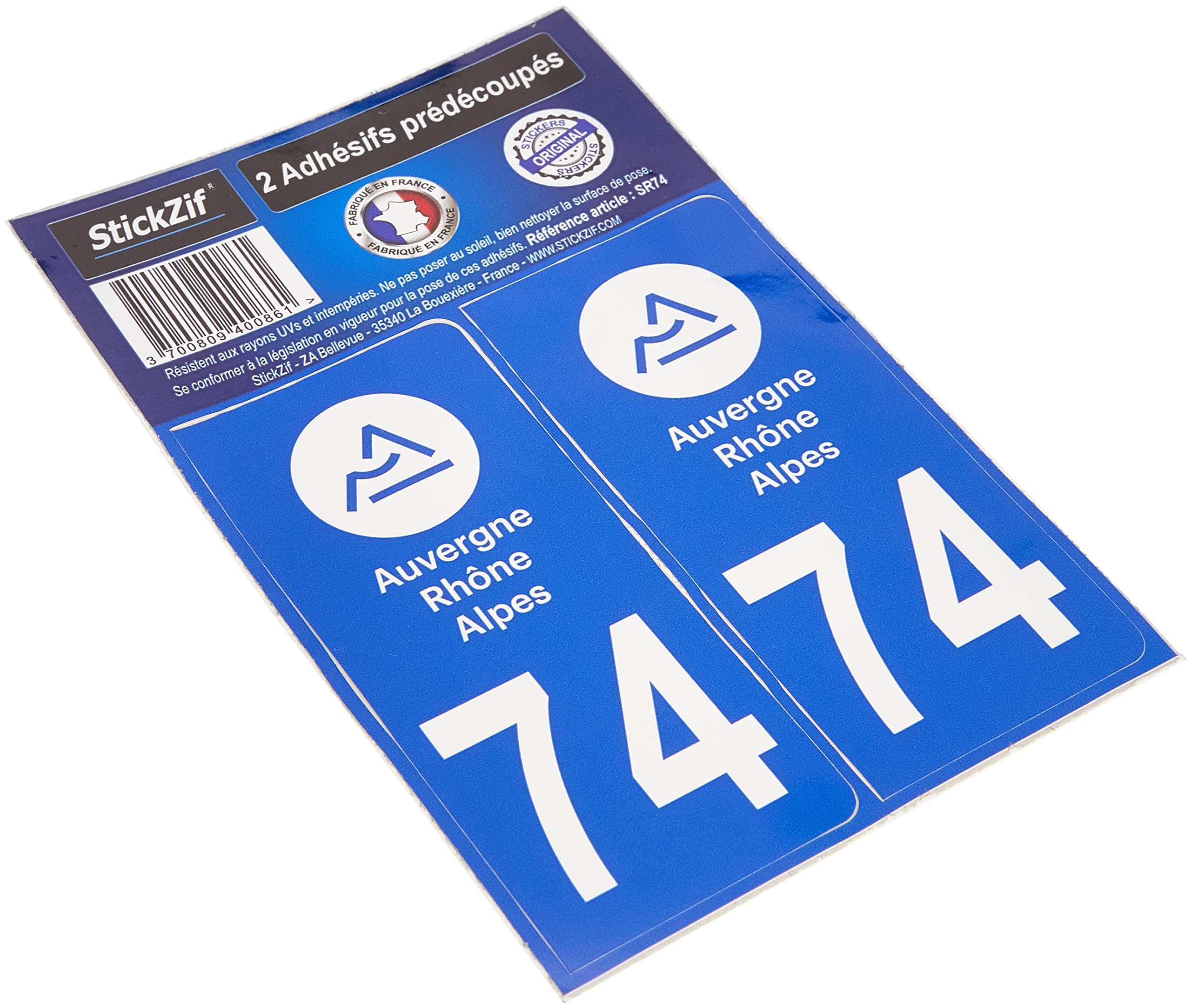 STICKZIF SR74 2 Adhesive Stickers Department 74 auvergne-rhône-alpes region, Set of 2