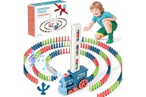 GIGILLI 220Pcs Domino Train Toys, Automatic Dominoes Building Train Set for Kids 2-4 4-8, Stacking Kids Games Stem Montessori Educational Toys for 3 4 5 6 7 8 Year Old Boys Girls Christmas Birthday Gifts