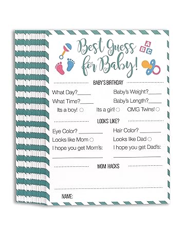 Amazon Com Eshop365 Best Guess For Baby Shower Game White 50 5