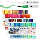 Dual Tip Marker Pens 100 Colors, Magicfly Watercolor Dual Brush Pen with Fineliner Tip 0.4 and Highlighters Brush Tip(1mm-2mm) For Coloring, Art, Sketching, Calligraphy, Manga, Bullet Journal