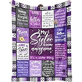 Sister Gifts Blanket, Happy Birthday Gifts for Sister, Unique Gift for My Dear Sis on Mothers Day Christmas - Soft Throw Blanket 60" x 50 (Purple)