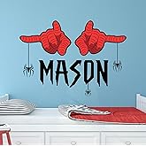 Personalized Spider Wall Decal for Kids - Name Wall Decor - Spider Theme Name Wall Sticker - Wall Decal for Boys Bedroom Room WH11 (22x16)