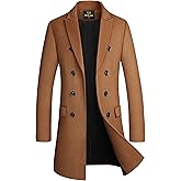 HXW.GJQ Men's Premium Wool Blend Double Breasted Long Pea Coat