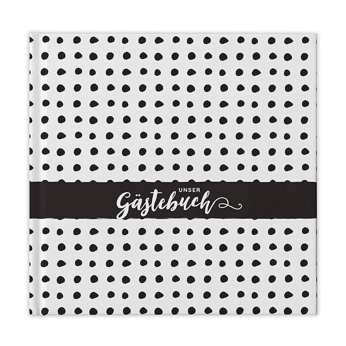 bigdaygraphix Gästebuch Hochzeit mit Fragen Hochzeitsgästebuch quadratisch 100 Seiten Hardcover schwarz weiß Verschiedene Mod