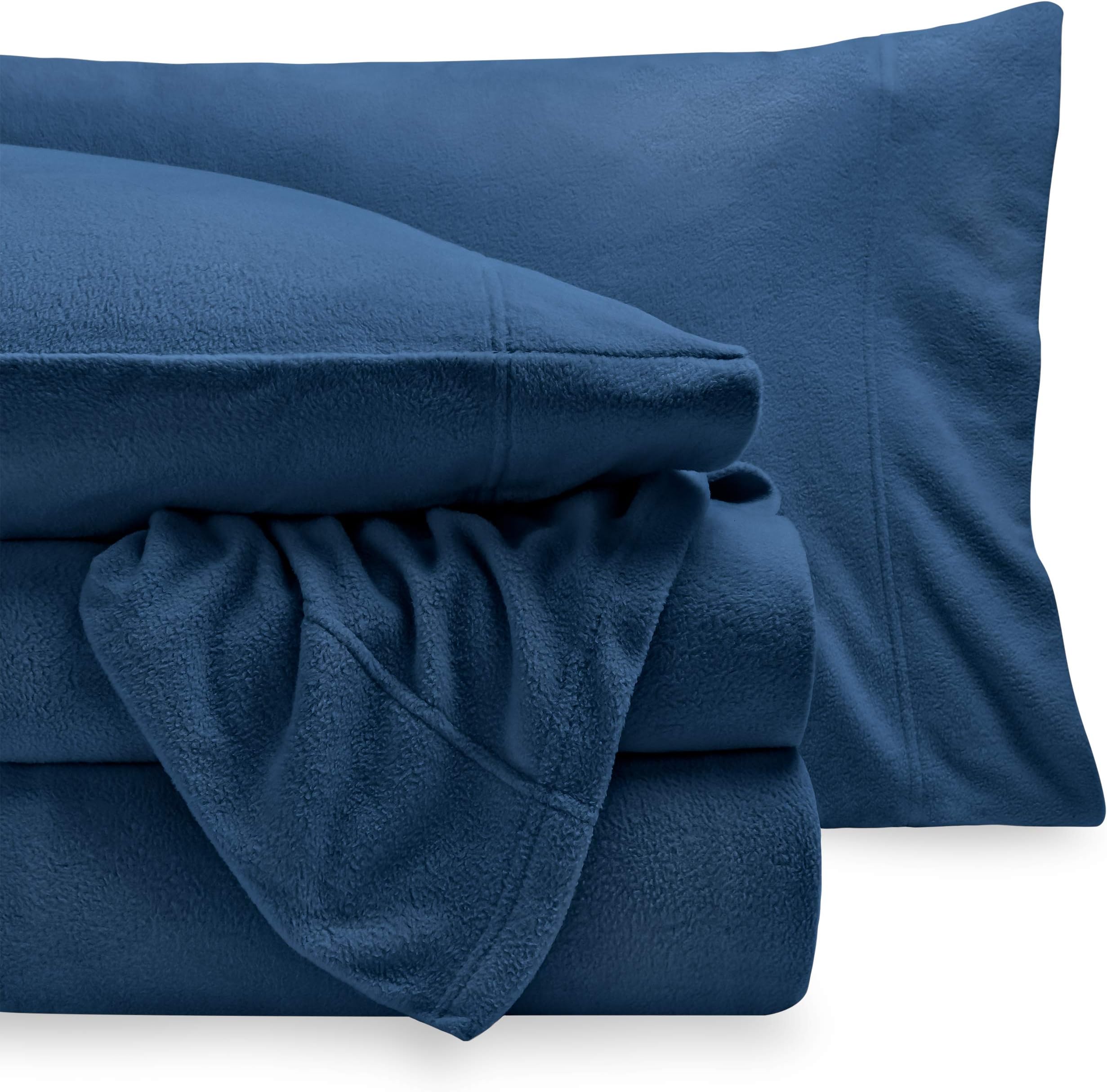 Bare Home Super Soft Fleece Sheet Set - Full Size - Extra Plush Polar Fleece, No-Pilling Bed Sheets - All Season Cozy Warmth (Full, Dark Blue)