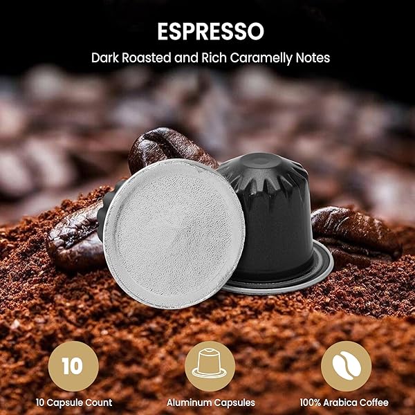 COFFEE ESPRESSO CAPSULES 10 COUNT COFFEE PODS, MEDIUM & DARK ROAST COFFEE CAPSULES ESPRESSO COFFEE, COMPATIBLE WITH NESPRESSO ORIGINAL LINE, 10 COUNT (PACK OF 1)