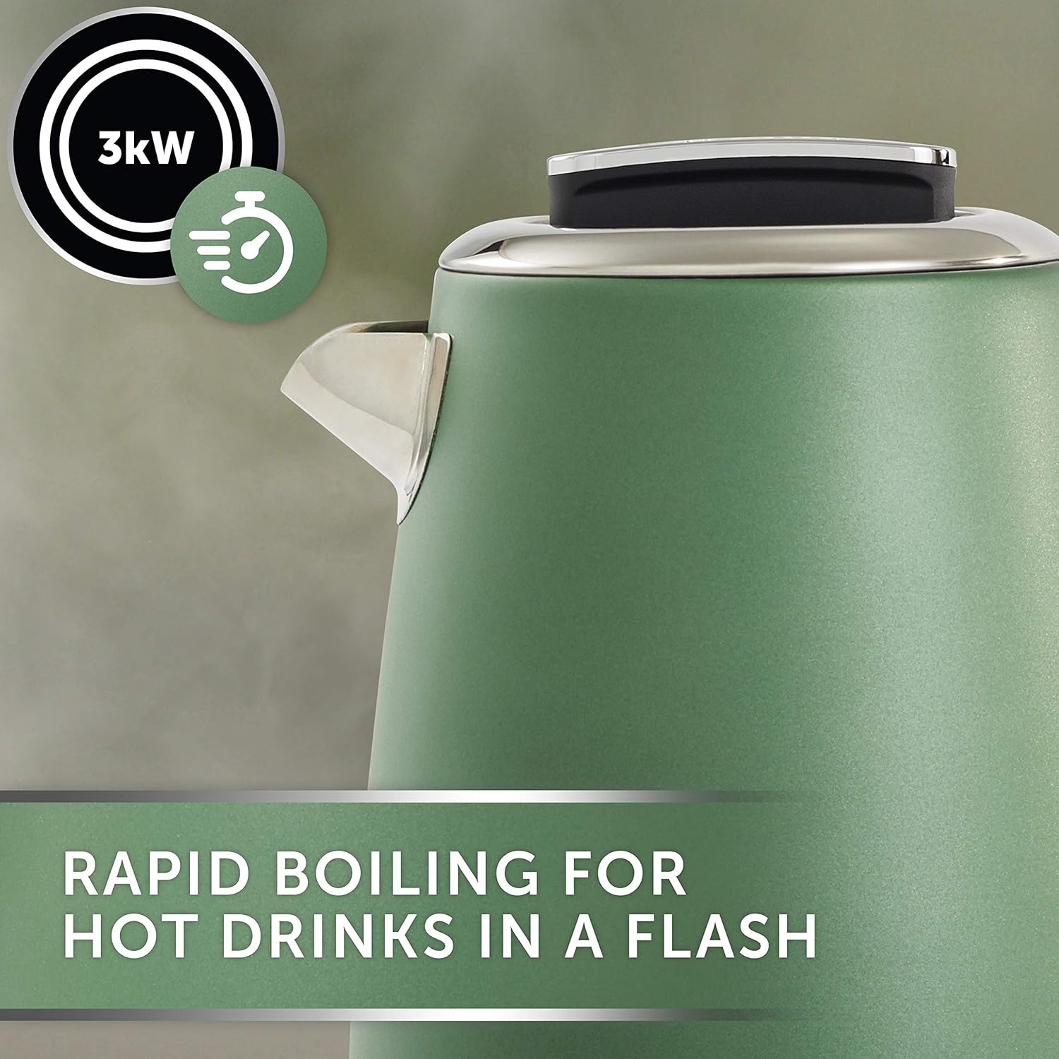 Breville Lustra Electric Kettle 1.7 L 3kW Fast Boil Matt Forest