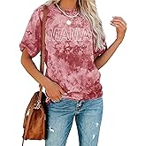 Mama Tie-Dye Shirts for Women: Funny Mama Letter Printed T-Shrit Mom Life Tops Mother's Day Short Sleeve Tops