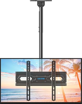 USX STAR Ceiling TV Mount for 26-65 inch TVs, 360° Swivel Full Motion Ceiling Mount TV Bracket, Height Adjustable, Tilt TVs Ceilings Mounts, Supports up to 110 Lbs, Max VESA 400x400mm