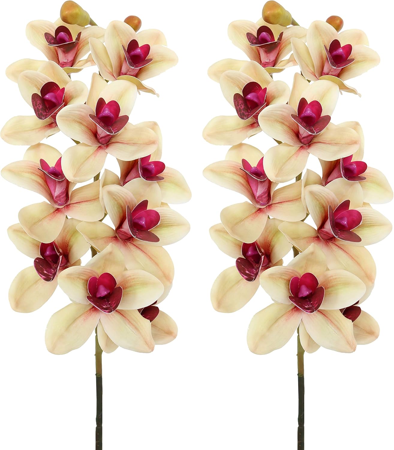 Amazon Com Jasming Artificial Flowers Plants Real Touch Cymbidium Orchid Fake Branches For Garden Home Decoration Champagne Kitchen Dining