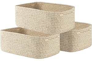 KALLAX Small Woven Basket, 13.5 x 9.5 x 5 Inches, Storage Basket for Organizing, Cute Small Rope Shelf Closet Cube Storage Bins Baskets for Shelves, Dog Toy Gift Baskets Empty, 3 Packs, Mixed Brown