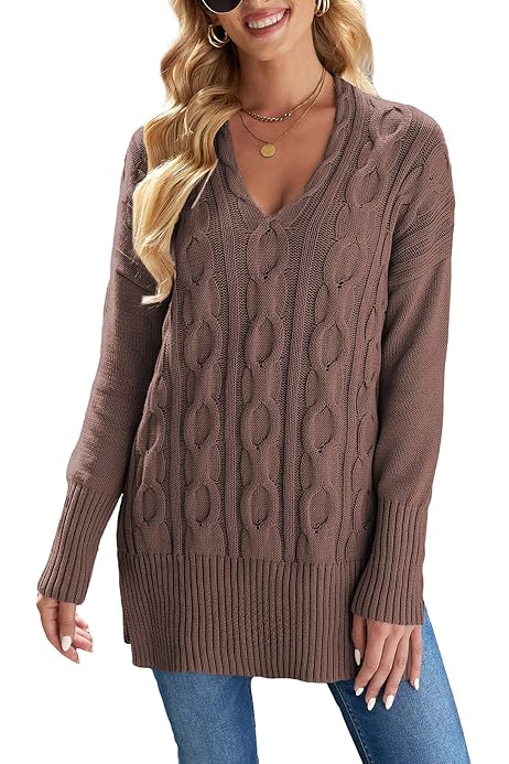 Long-Sleeve Cable Crewneck Sweater 