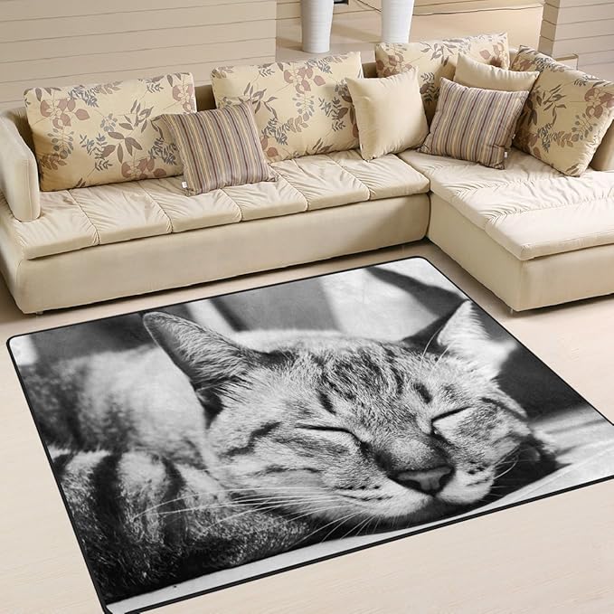 Amazon.de: naanle schwarze und weiße Katze, rutschfest, Bereich Teppich