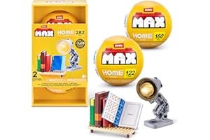MAX Build More Premium Home Collection 2 Pack (Books & Lamp) by ZURU – Novelty Unboxing Toy & Building Brick Collectible Mini