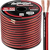 Install Link 14 AWG Gauge Speaker Wire (100 Feet) Car or Home Theater (CCA) | 14/2 Speaker Cable, 2-Conductor, Frosted Red/Black, Easy Strip, Polarity ID, for Car Audio &amp; Home Stereo