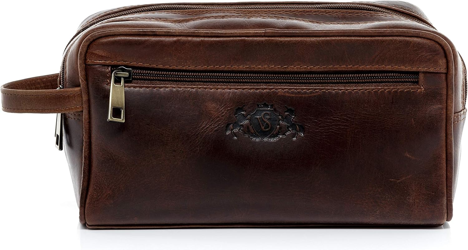 SID & VAIN wash Bag GATWICK Large Travel Overnight Wash Gym Shaving Bag for Men's Or Ladies Real Leather Toiletry Bag Leather Bag Men - Image 4