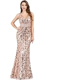 Ever-Pretty Robe De Soirée Sirène Femme Longue à Paillettes Et Tulle