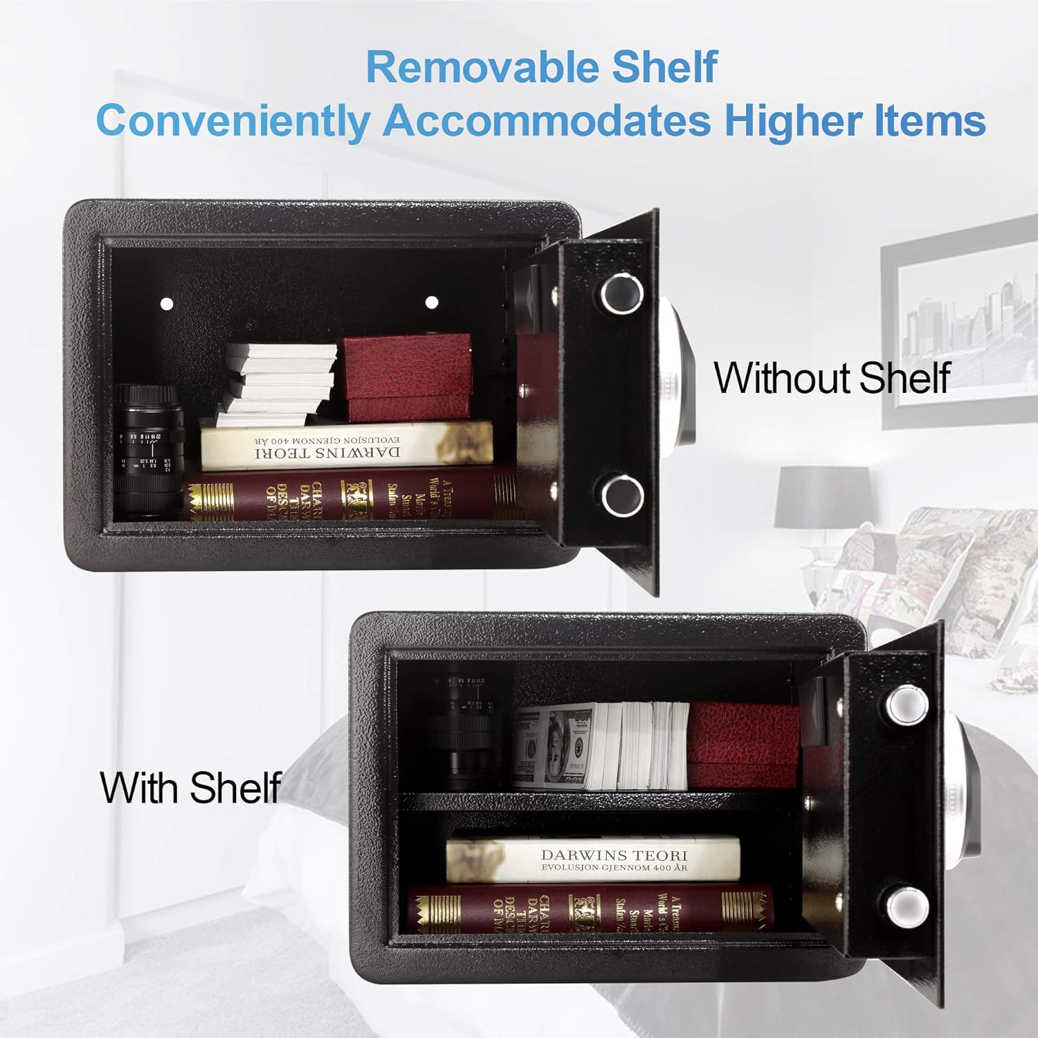 TIGERKING Fingerprint Safes Fingerprint Recognition System Lock Box Safes for Home, Hotel, Office - - 